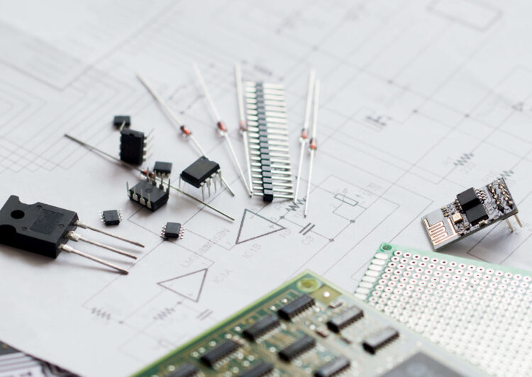 Diodes, microchips, transistors, integrated circuits, capacitors